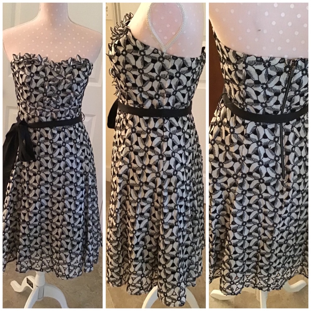 Stunning black&white strapless dress